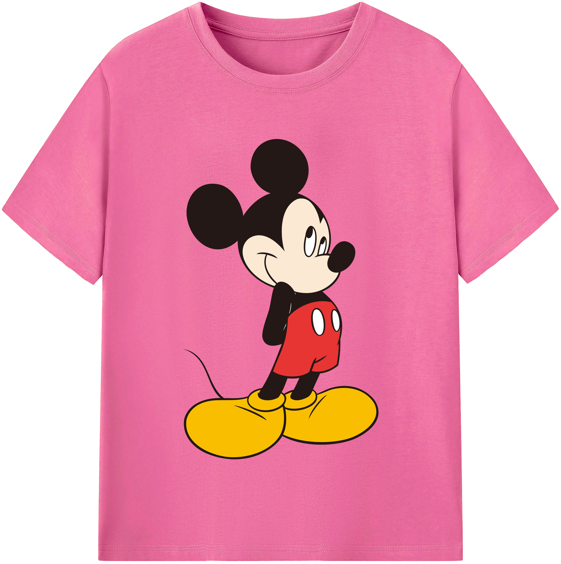 （画像用） ミッキーマウス Mickey Mouse レディースカジュアルプリントTシャツ（綿100％）